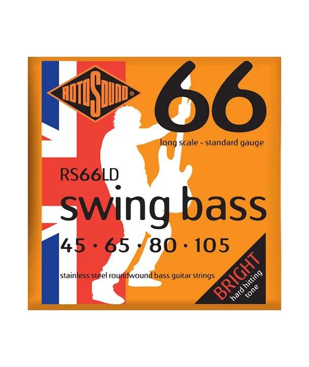 Rotosound RS66LDJeu de cordes Swing Bass Standard 45-105 filé rond STAINLESS STEEL Commander Maintenant