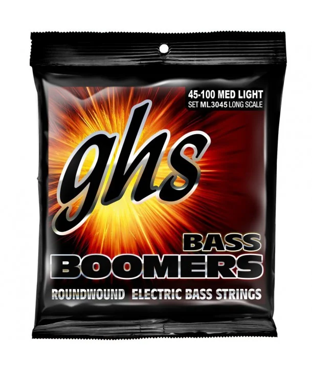 GHS ML3045Jeu de cordes Basse Boomers Basse NICKEL Médium-light 45-100 filé rond Prix Choc