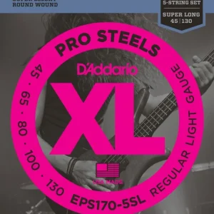 D‘addario EXL170-5SLJeu de 5 cordes Basse XL Super long scale Soft 45-130 filé rond nickel Réduction