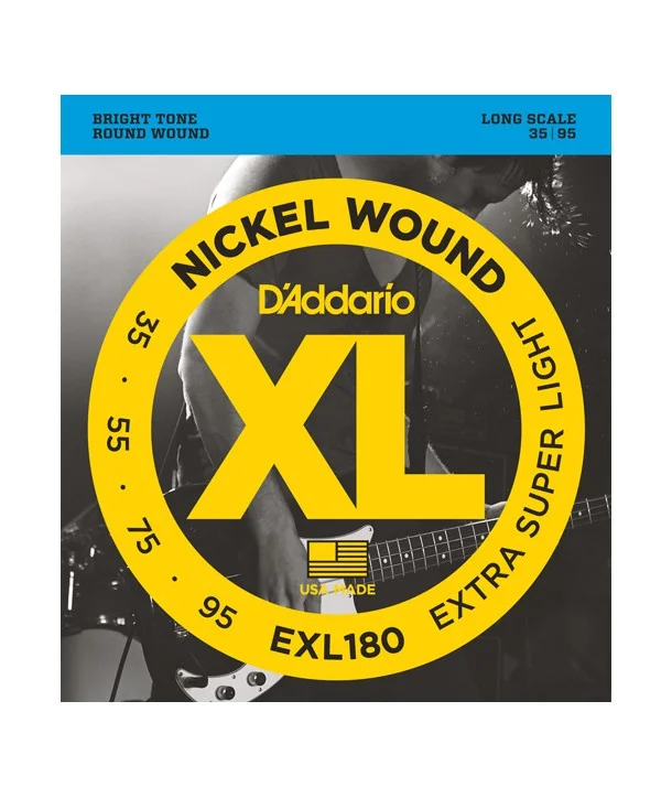 Commander Vite D‘addario EXL180Jeu de cordes Basse XL Extra-super soft 35-95 filé rond nickel