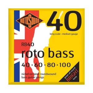 Rotosound RB40Jeu de cordes Basse Roto Bass Hybrid 40-100 filé rond NICKEL Authentique