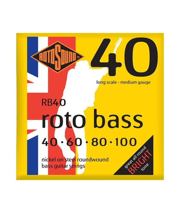 Rotosound RB40Jeu de cordes Basse Roto Bass Hybrid 40-100 filé rond NICKEL Authentique