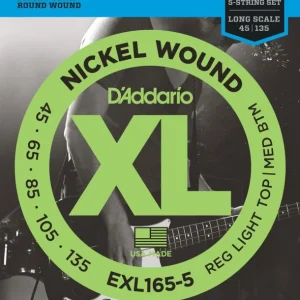 Paiement Sécurisé D‘addario EXL165-5Jeu de 5 cordes Basse XL Soft-regular 45-135 filé rond nickel