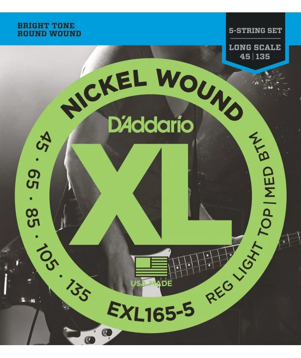 Paiement Sécurisé D‘addario EXL165-5Jeu de 5 cordes Basse XL Soft-regular 45-135 filé rond nickel