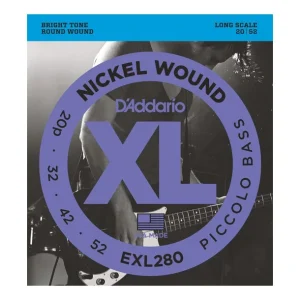 Retour Gratuit D‘addario EXL280Jeu de cordes Basse Piccolo XL 20-52 filé rond nickel