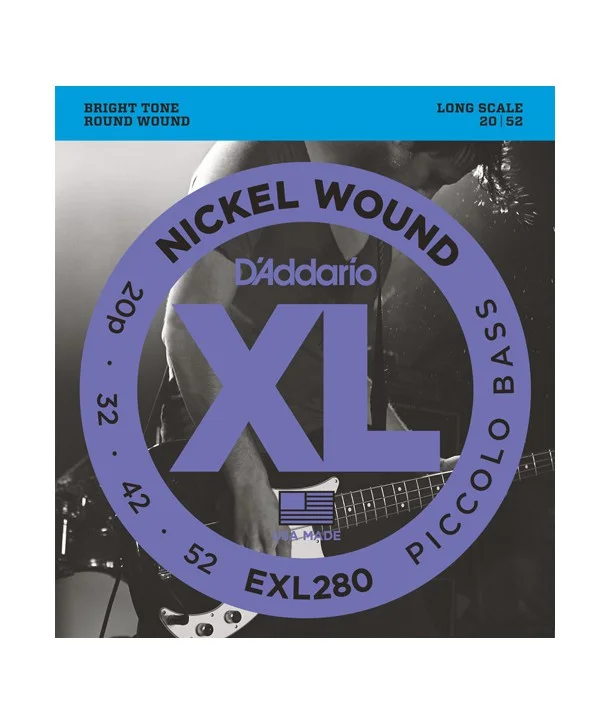 Retour Gratuit D‘addario EXL280Jeu de cordes Basse Piccolo XL 20-52 filé rond nickel