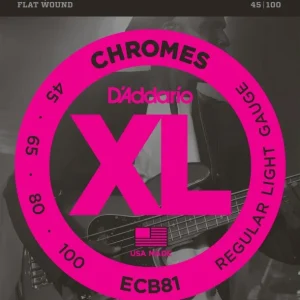 D‘addario ECB81Jeu de cordes Chrome basse filé plat Soft 45-100 Prix Bas