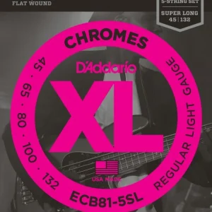 Offre Exclusive D‘addario ECB81-5Jeu de cordes Chrome basse 5 cordes filé plat Soft 45-132