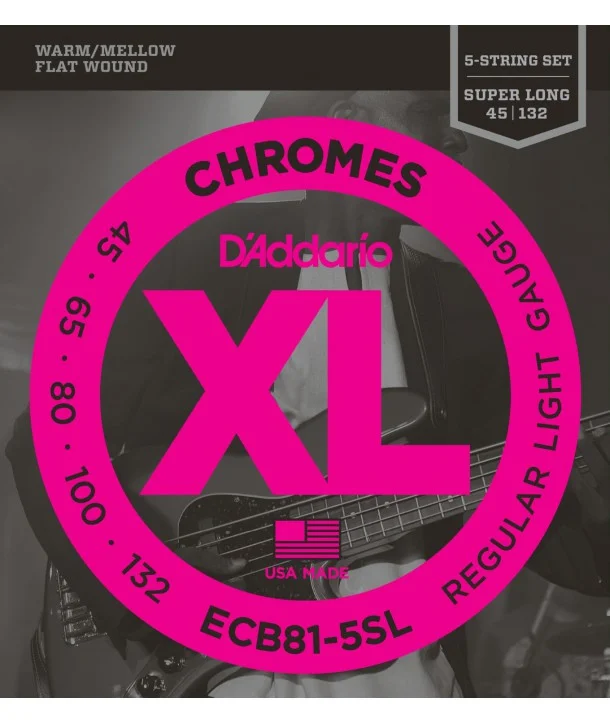 Offre Exclusive D‘addario ECB81-5Jeu de cordes Chrome basse 5 cordes filé plat Soft 45-132