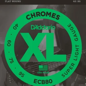 D‘addario ECB80Jeu de cordes Chrome basse filé plat Super-soft 40-95 Prix Réduit