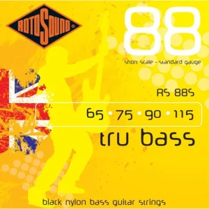 Rotosound RS88SJeu de cordes basse Tru Bass filé plat black nylon 65-115 short scale Solde