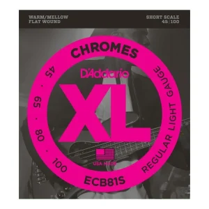 Promotion Saisonnière D‘addario ECB81SJeu de cordes Chrome basse filé plat Short Scale 45-100