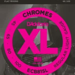 D‘addario ECB81SLJeu de cordes basse chrome file plat soft 45-100 Super Long Scale Solde