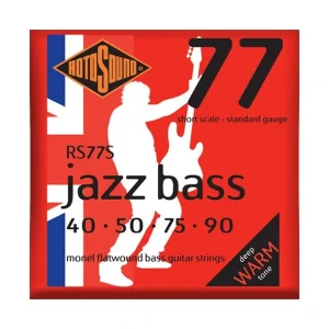 Prix Bas Rotosound RS77SJeu de cordes Jazz Bass filé plat Diapason Court 40-90