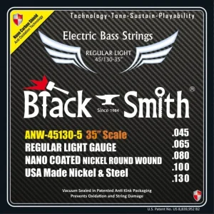 Black Smith ANW-45130-5-35Jeu de 5 cordes Basse AOT Coated Nickel Regular light 45-130 Super Long scale Solde