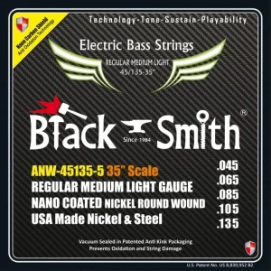 Black Smith ANW-45135-5-35Jeu de 5 cordes Basse AOT Coated Nickel Regular medium light 45-135 Super Long scale Promotion Saisonnière