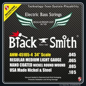 Black Smith ANW-45105-4-34Jeu de cordes Basse AOT Coated Nickel Regular medium light 45-105 Long scale Soldes