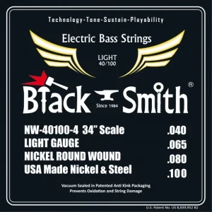 Black Smith NW-40100-4-34Jeu de cordes Basse Filé rond Nickel Light 40-100 Long scale Offre Exclusive