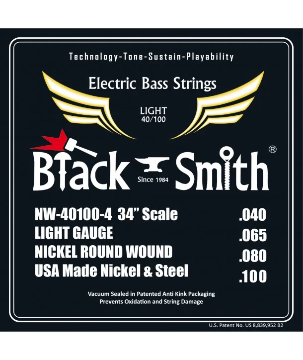 Black Smith NW-40100-4-34Jeu de cordes Basse Filé rond Nickel Light 40-100 Long scale Offre Exclusive
