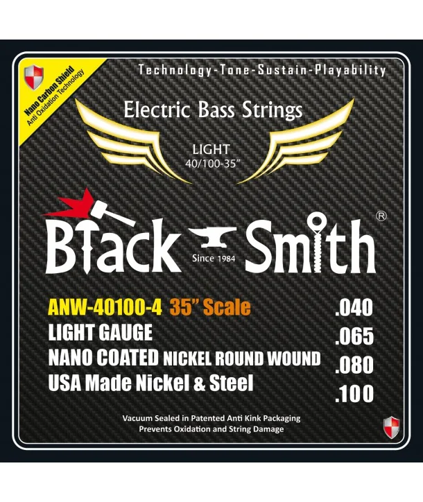 Black Smith ANW-40100-4-35Jeu de cordes Basse AOT Coated Nickel Light 40-100 Super Long scale Achat Immédiat