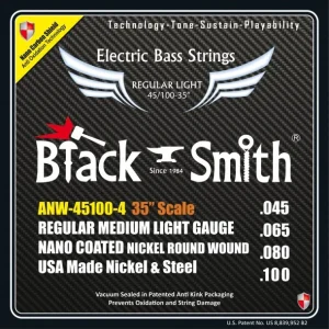 Offre Exclusive Black Smith ANW-45100-4-35Jeu de cordes Basse AOT Coated Nickel Regular light 45-100 Super Long scale