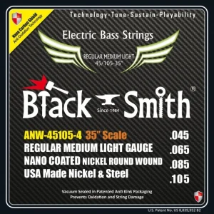 Black Smith ANW-45105-4-35Jeu de cordes Basse AOT Coated Nickel Regular medium light 45-105 Super Long scale Offre Exclusive