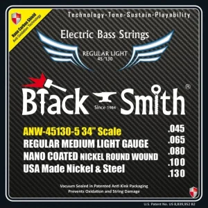 Black Smith ANW-45130-5-34Jeu de 5 cordes Basse AOT Coated Nickel Regular light 45-130 Long scale Affaire À Saisir