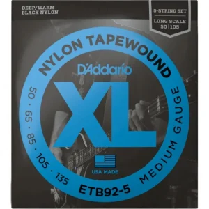 D‘addario ETB92-5Jeu de 5 cordes Basse nylon tapewound medium 50-135 Remise