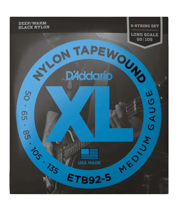 D‘addario ETB92-5Jeu de 5 cordes Basse nylon tapewound medium 50-135 Remise