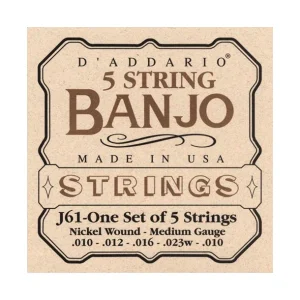 D‘addario EJ61Jeu de cordes pour pour Banjo 5 Cordes Nickel Medium Meilleur Choix