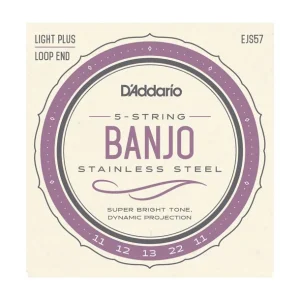 D‘addario EJS57Jeu de cordes pour Banjo 5 Cordes Acier inoxydable Custom Light 11-22 Soldes