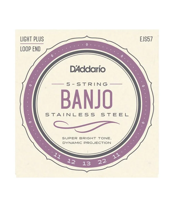 D‘addario EJS57Jeu de cordes pour Banjo 5 Cordes Acier inoxydable Custom Light 11-22 Soldes