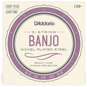 Satisfait Ou Remboursé D‘addario EJ60+Jeu de cordes pour Banjo Nickel 5 cordes Light Plus 9,5-20