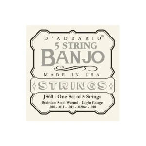 Bon Plan D‘addario EJS60Jeu de cordes pour Banjo Acier inoxydable 5 cordes Light 10-20