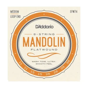 Offre Du Jour D‘addario EFW74Jeu de 8 cordes pour Mandoline filé plat en Acier Inoxidable Medium 11-36