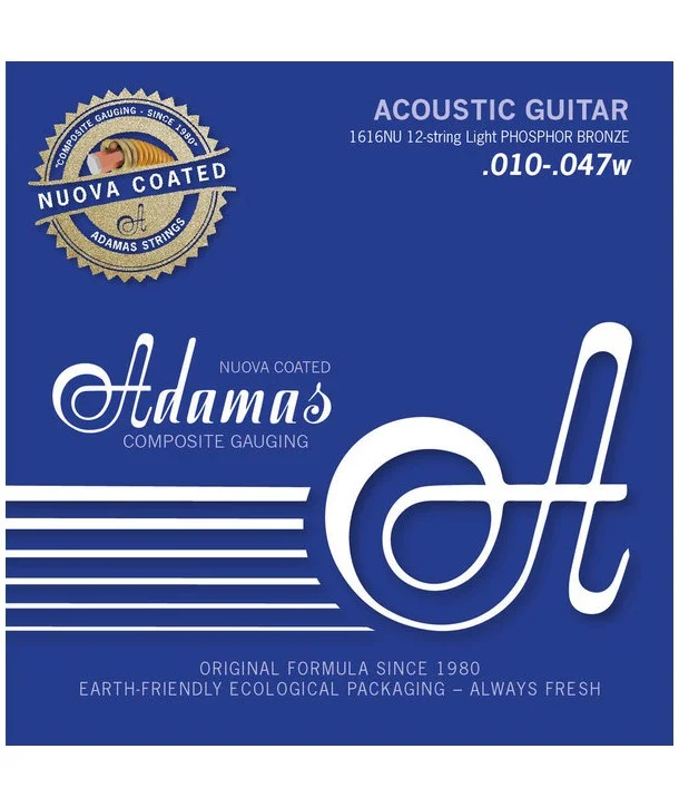Certifié Adamas 1616NUJeu de 12 cordes Folk Nuova Phosphore-bronze Extra-extra-light 10-47