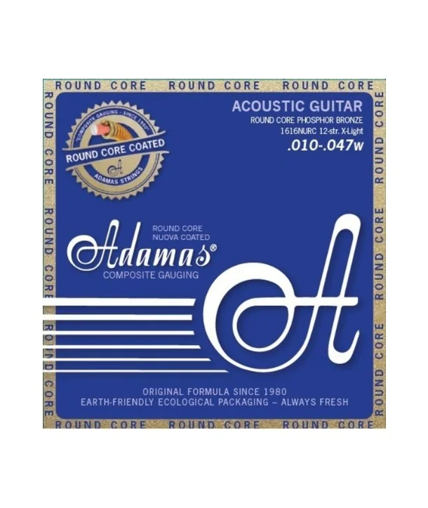 Commander Maintenant Adamas 1616NURCJeu de cordes pour guitare acoustique Adamas Nuova Phosphor bronze Coated réedition tension Légère Réedition historique 12 Corde