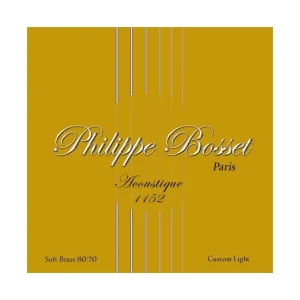 Philippe Bosset ACOU1152Jeu de cordes Folk Soft-brass 80/20 Custom-Light 11-52 Prix Promo