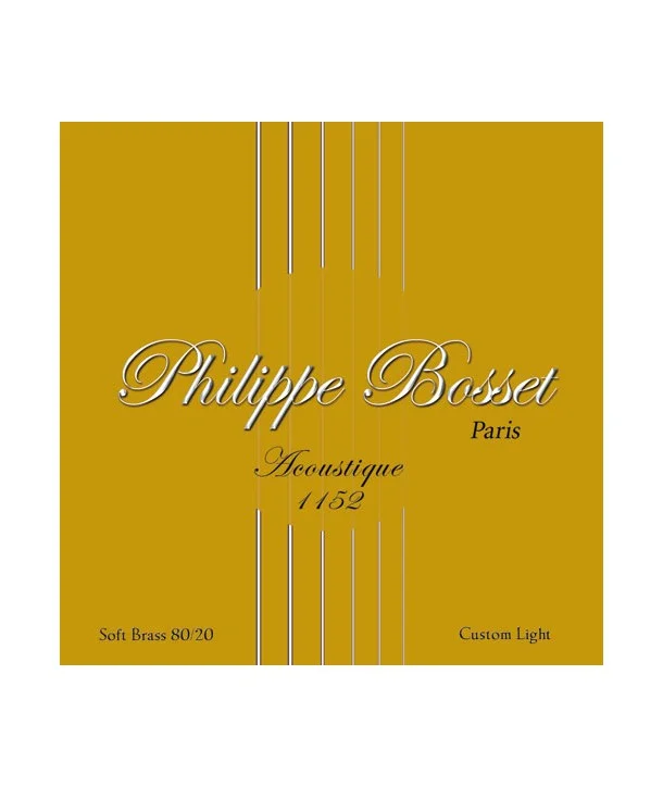 Philippe Bosset ACOU1152Jeu de cordes Folk Soft-brass 80/20 Custom-Light 11-52 Prix Promo
