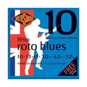 Rotosound RH10Jeu de cordes électriques Roto Blues Light Top/Heavy Bottom Nickel 10-52 Achat Immédiat