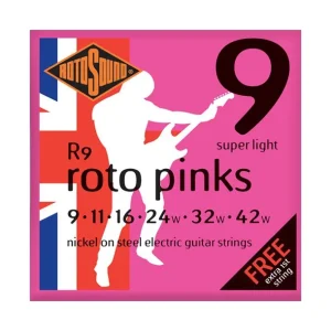 Offre Exclusive Rotosound R9Jeu de cordes électriques Roto Pinks Super Light Nickel 9-42