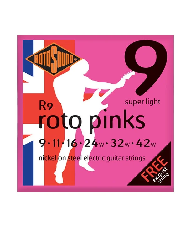 Offre Exclusive Rotosound R9Jeu de cordes électriques Roto Pinks Super Light Nickel 9-42