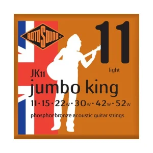 Rotosound JK11Jeu de cordes Folk Phosphore Bronze Jumbo King Light 11-52 Vente Flash