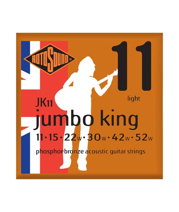 Rotosound JK11Jeu de cordes Folk Phosphore Bronze Jumbo King Light 11-52 Vente Flash
