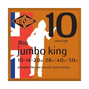 Paiement Sécurisé Rotosound JK10Jeu de cordes Folk Phosphore Bronze Jumbo King Extra Light 10-50