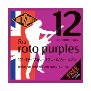 Rotosound R12Jeu de cordes électriques Roto Purple Medium Heavy Nickel 12-52 Vente Flash