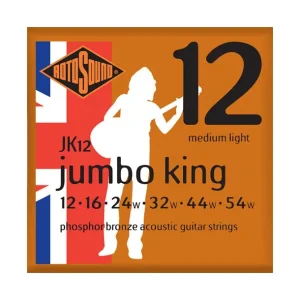 Rotosound JK12Jeu de cordes Folk Phosphore Bronze Jumbo King Medium Light 12-54 Prix Bas