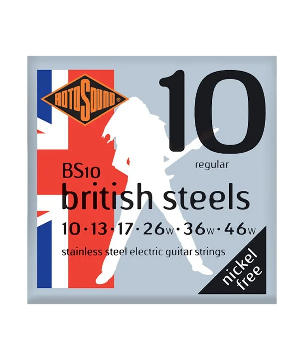 Authentique Rotosound BS10Jeu de cordes électriques British Steels Regular 10-46