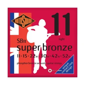 Rotosound SB11Jeu de cordes Folk Phosphore Bronze Super Bronze Light 11-52 Usine Directe