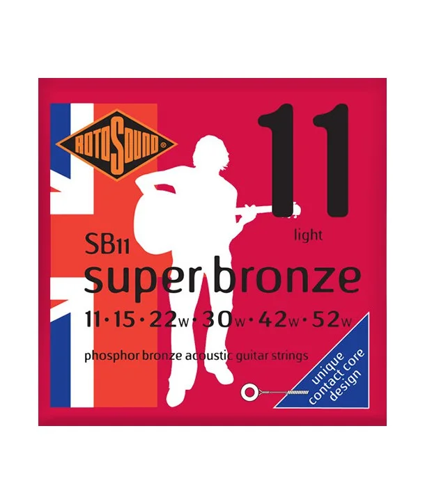 Rotosound SB11Jeu de cordes Folk Phosphore Bronze Super Bronze Light 11-52 Usine Directe